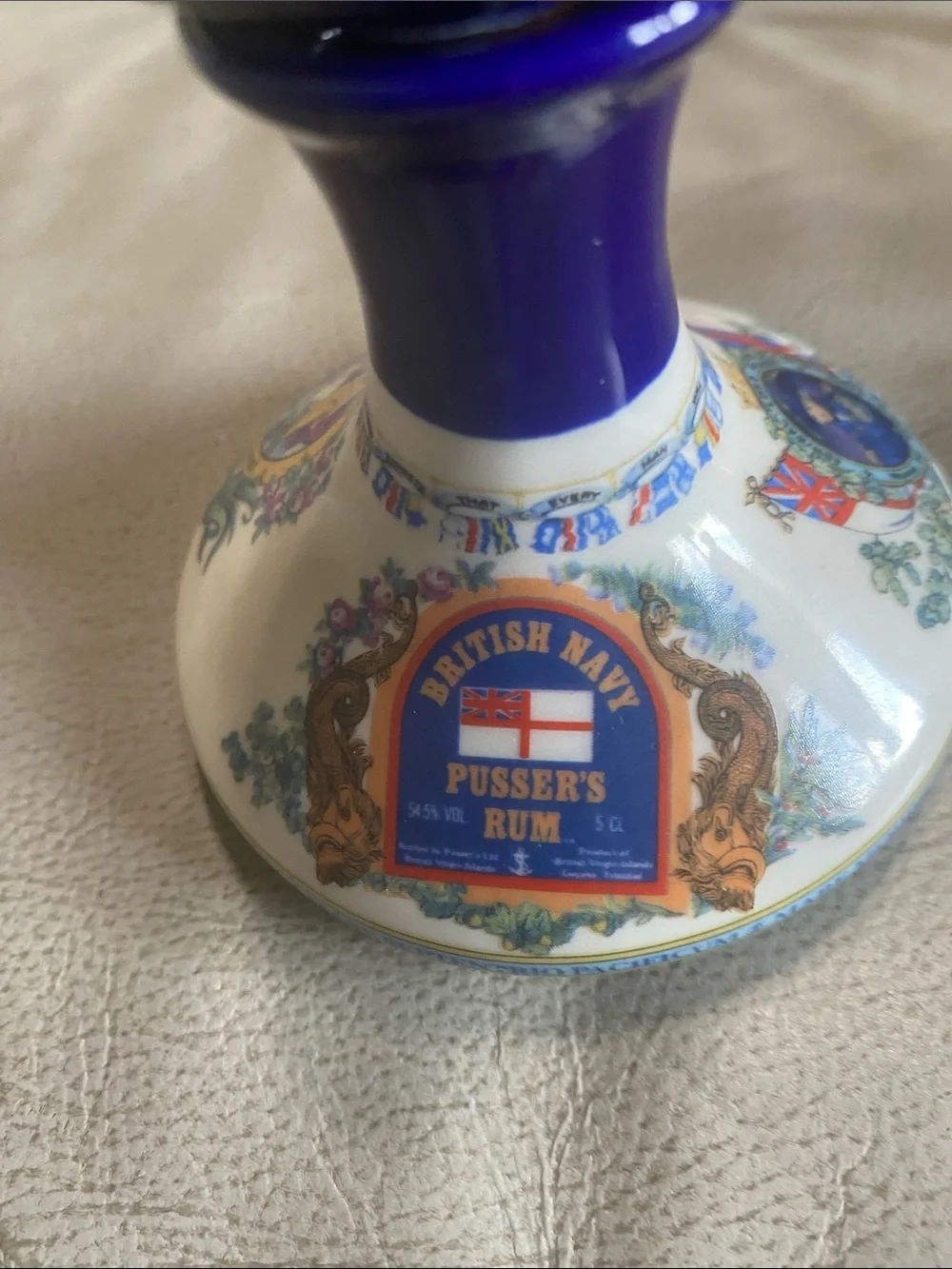 Two Vintage Pussers Rum decanters